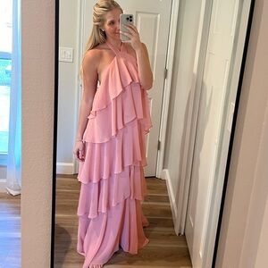 Antonio Melani Pink Ruffle Maxi Dresss